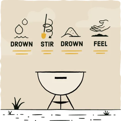 Drown, stir, drown, and feel to fully put out your hot coals