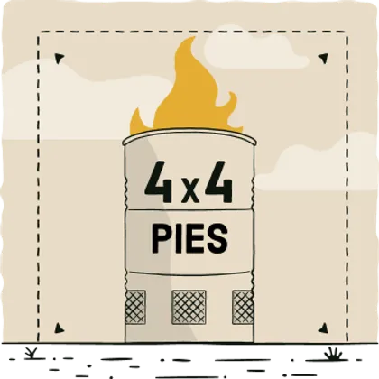 Barril de metal para quema con una barrera de 4 pies por 4 pies